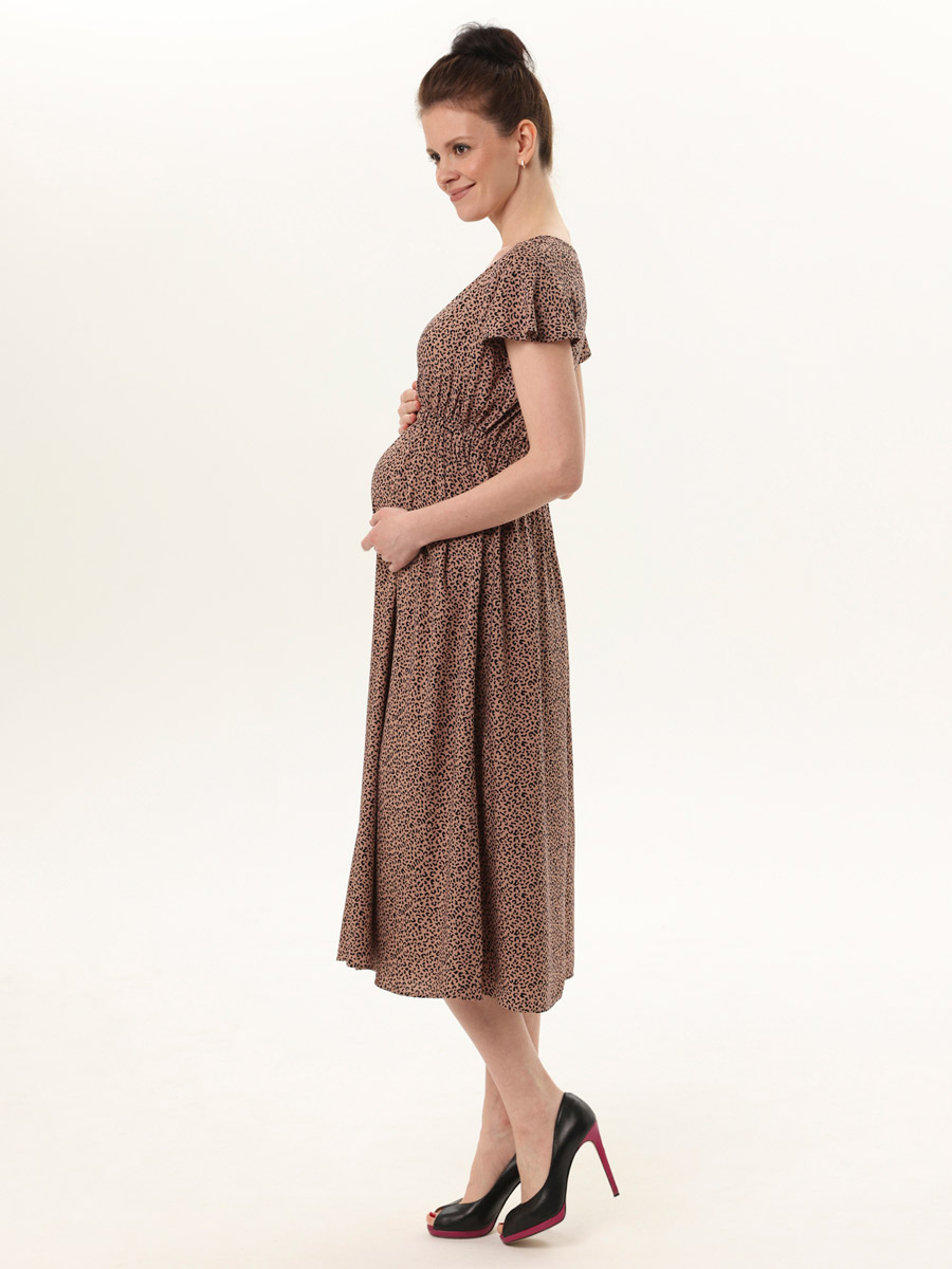 12501 МамаЭксперт Платье для беременных и кормящих женщин с коротким рукавом